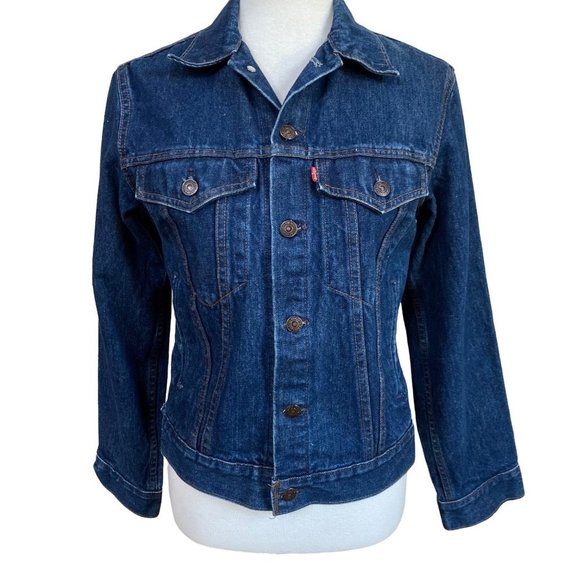 Vintage Levis Denim Jacket Trucker Blue Jean 70706-0216 USA Women Size Medium 18 - Picture 3 of 10